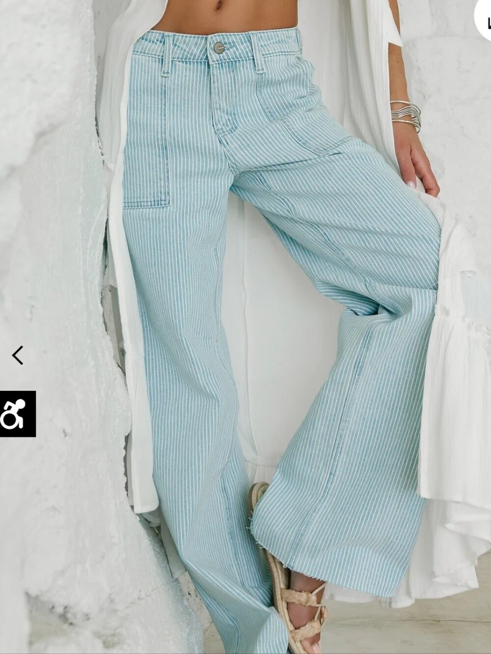 Bohme Sydney Striped Wide Leg Jeans Sz 25